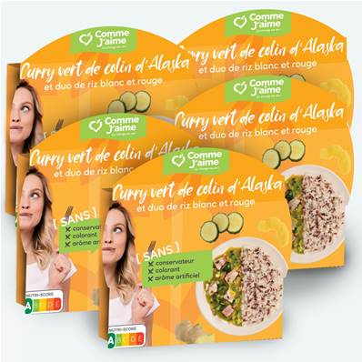 Pack 5 plats CURRY VERT DE COLIN D'ALASKA