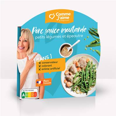 Porc sauce moutarde, petits légumes et épeautre