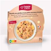 Raviolis aux girolles et ses petits morceaux de porc