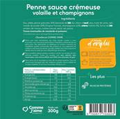 Penne sauce crémeuse, volaille et champignons