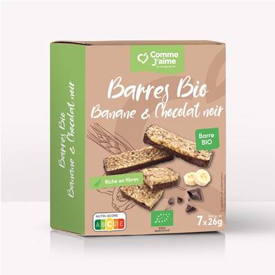 Barres bio banane chocolat noir