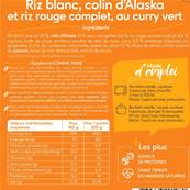 Curry vert de colin d'Alaska et duo de riz blanc et rouge