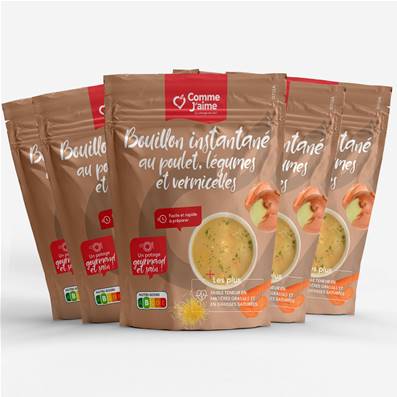 5 bouillons instantanés POULET, LEGUMES ET VERMICELLES